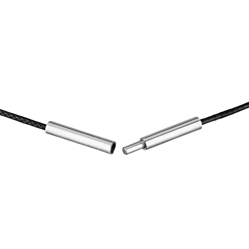 Auroris extra dünne Kette aus Lederimitat schwarz 1mm mit Tunnel-Drehverschluss aus Edelstahl Länge 45 cm