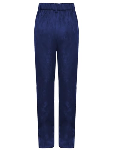 Moily Kids Boys Girls Medieval Pants Silky Floral Elastic Waistband Tuxedo Long Trousers for Party3