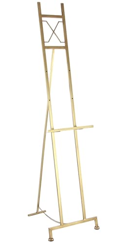 Deco 79 Metal Display Easel Large Adjustable 3 Tier Floor Standing Easel with Chain Support Display Stand 16 x 19 x 57 Gold