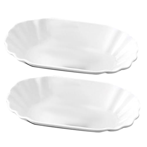 COLLBATH 2pcs Snack Plate Fruit Salad Bowl Kitchen Condiment Plates Ceramic Sauce Container Ceramic Dinnerware Party Snacks Bowls Lovely Food Bowl Snack Storage Plates White Ceramics