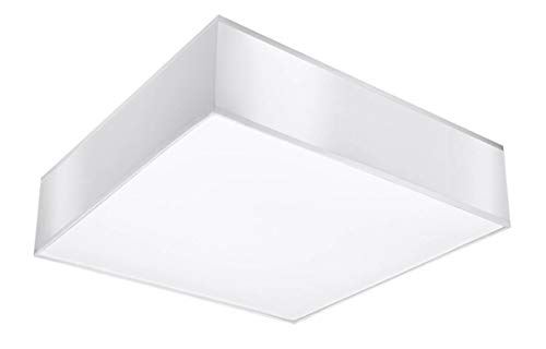 Plafonnier carré blanc salon moderne et grand salon lumineux Horus 55