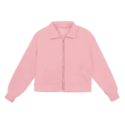 sfdgfhyf Girls Christmas Solid Color Outwear Kids Cotton Lapel Collar Zipper Cardigan Sport Jacket Athletic