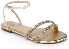 Jewel Badgley Mischka Roslyn Metallic Flat Sandal with Crystals - Image 9