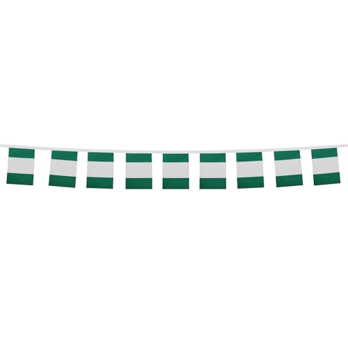Image of AZ FLAG Nigeria 6 meters BUNTING Flag 20 flags 9'' x 6'' - Nigerian STRING flags 15 x 21 cm
