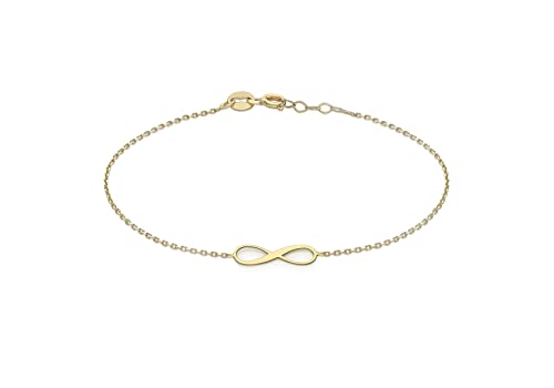 CARISSIMA Women's 9 ct Yellow Gold 15.5 x 4.8 mm Infinity Adjustable Bracelet of Length 18 cm/7 Inch - 19 cm/7.5 Inch