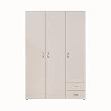 Stella Trading BASE Zeitloser Kleiderschrank in drei verschiedenen Größen - Vielseitiger Drehtürenschrank in Weiß - 120 x 177 x 52 cm (B/H/T)