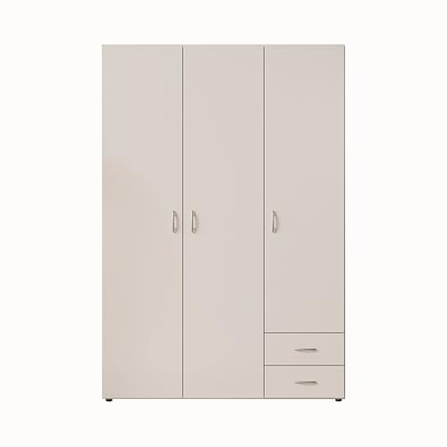 Stella Trading BASE Zeitloser Kleiderschrank in drei verschiedenen Größen - Vielseitiger Drehtürenschrank in Weiß - 120 x 177 x 52 cm (B/H/T)