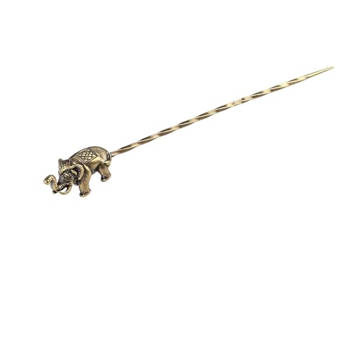 Brass Cigar Pin Spiral Dredge Long Needle Ash Cigar Holder Tool Scorpion Bull Gecko Purse Accessories for Cigars (Elephant)