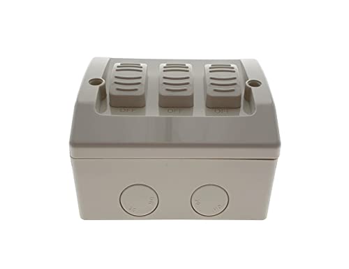 Crown Weatherproof 3 Gang Light Switch 16A IP66 Triple Switch White