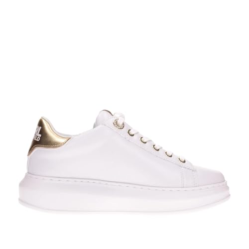 KARL LAGERFELD Women's Kapri Signia Low-Top Sneakers, White with Gold Accents, Platform Sole (White, US Footwear Size System, Adult, Women, Numeric, Medium, 8)3