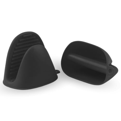 Manoplas guantes silicona para horno, Guantes térmicos de Silicona, Mini Manoplas Horno, Manoplas para Airfryer y para barbacoa, Utensilios de cocina, Slicona, 2 unidades, Negro
