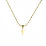 Collar de cadena de serpiente con colgante de cruz pequeña punk, color dorado y plateado, para mujer, joyería de regalo