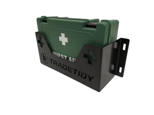 Tradetidy 1-10 Person First Aid Kit & Holder - Ideal for Vans, Garages and Workshops (Black)