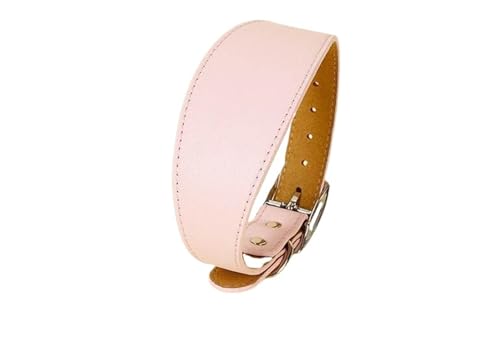 Collier large en cuir pour chiens de petite, moyenne et grande taille – Accessoires pour lévrier, lévrier, lévrier, whippet teckel (rose, XL)
