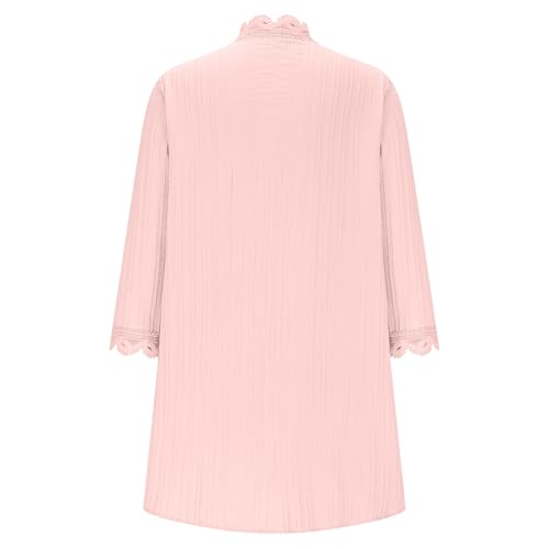 Cardigan Sweaters for Women Long Length 3/4 Sleeve Collarless Pleated Open Front Shrugs Elegant Fall Outfits4