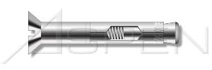 (50 pcs) 3/8" X 4", Sleeve Anchors, Flat Countersunk Head, AISI 304 Stainless Steel (18-8)