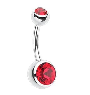 traditional tattoo supply Stainless Steel Dark Red Double Stone Belly Stud For Belly Beauty-picture-41