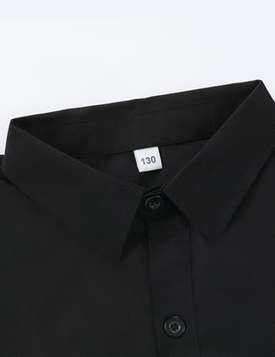 Boys Short Sleeve Dress Shirts Solid Formal Shirt Regular Fit Casual Button Down Shirts4