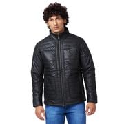 Spykar Men's Standard Length Jet Lycra Straight Fit Full Sleeve Plain Stand Collar Puffer Jacket in neutral