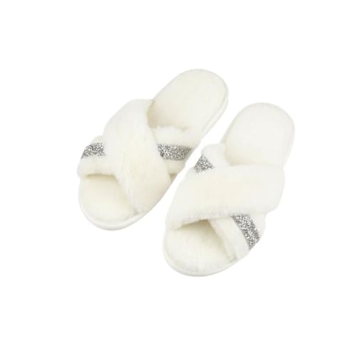 Chaussons croisés fausse fourrure femme pantoufles douillettes mémoire de forme