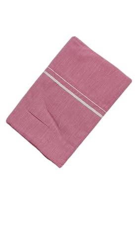 Image of Pure Cotton Dhoti for Men (1.28 x 1.87 m) | Solid Panchalu with Varied Small Color Border | Kerala Cotton Veshti, Khadi Dhoti | Lightweight Pooja & Temple Wear