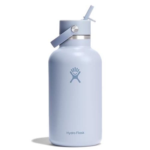 Hydro Flask Water Bottle - Insulated Stainless Steel - Wide Mouth Flex Straw Lid, Non Spil... Hydro Flask Water Bottle - Insulated Stainless Steel - Wide Mouth Flex Straw Lid, Non Spil...