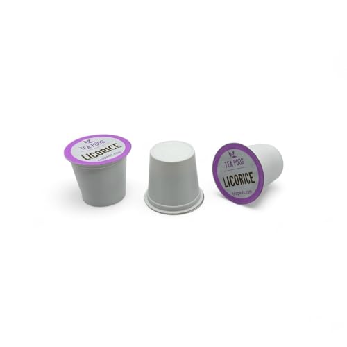 Licorice tea pods, herbal single-serving tea capsules compatible with K-Cup brewing machines