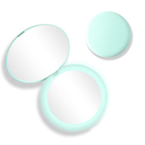 Fome Travel Makeup Mirror With Light, Led Lighted Compact Mirror Led Travel Makeup Mirror Compact Magnifying Mirror 1X/10X Handheld Double Sided Portable Folding Mirror Handbag Purse Pocket #TOP9