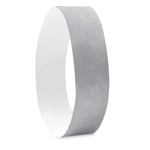 100 Stück Tyvek-Armbänder, 19 mm – Papierarmbänder für Sicherheit und Events – reißfest – leicht und wasserfest (grau)