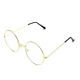 AYZDJ Lunettes rondes rétro - Monture en métal vintage - Verres transparents - Unisexe - Pour fêtes costumées, cosplay et accessoires de mode quotidiens