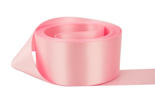 Image of Ribbon Bazaar Double Faced Satin - Premium Gloss Finish - 100% Polyester Ribbon for Gift Wrapping, Crafts, Scrapbooking, Hair Bow, Decorating & More - 7 /8 inch Pink 50yd Spool