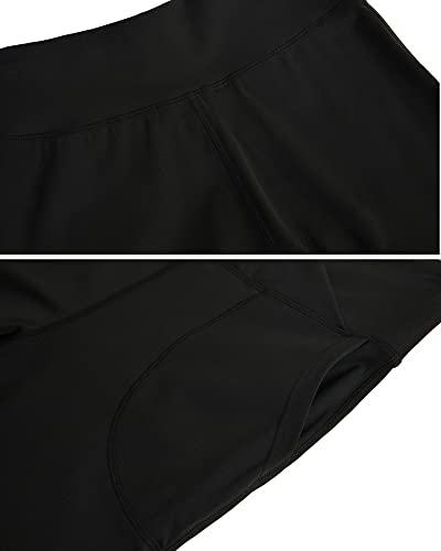 Ywyxhzha Women's Capri Yoga Pants Cross High Waisted Cropped Slit Flared Ruffle Bottom Leggings With Pocket (Black,Small) #TOP3