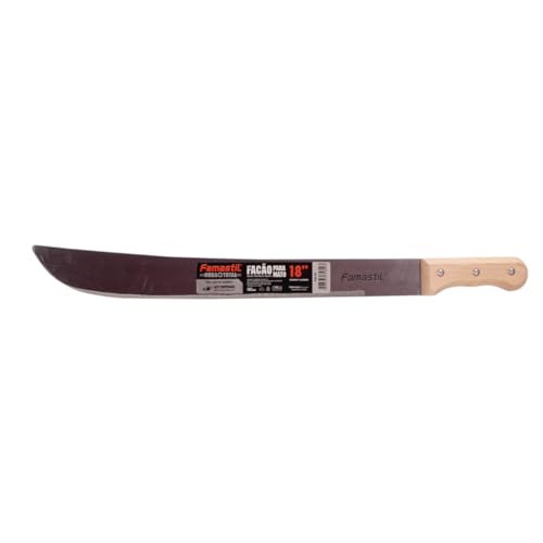 Famastil Facão para Mato Famastil – 18” – Cabo de madeira – Lâmina polida e temperada – Cabo com des