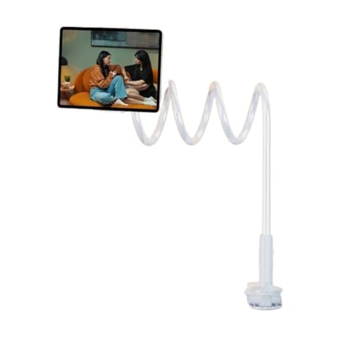 Image of MOMISY Mobile Phone Holder, 360 Adjustable Gooseneck Clamp Mount, Universal Phone Stand for Desk, Office, Home (Nut White, 85 cm)