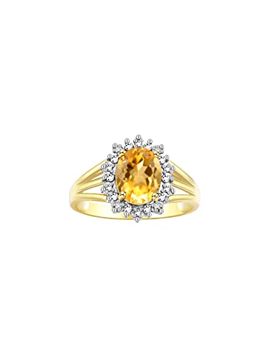 Image of Rylos Women's Yellow Gold Plated Silver Princess Diana Ring & Pendant Set. Gemstone & Diamonds, 9X7MM Birthstone. Matching Friendship Jewelry, Sizes 5-10.