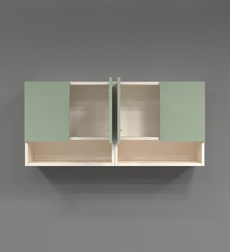 Image of SPECIALITY PANELS 4 Door Mirror Glossy Triple Layered UV Resistant Handless Cabinet Wall Mounted Storage Unit with Space Organizer Durable Cupboard for Kitchen Bathroom Living Room Utility Organizer