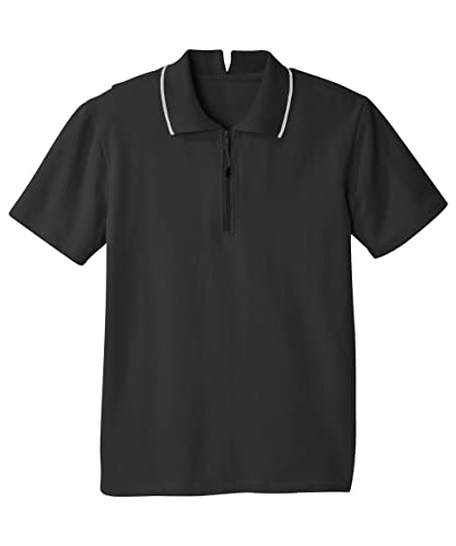 Men’s Open-Back Adaptive Polo Shirt with Zip - Black MED