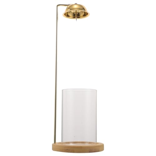 MUELODSIC Soporte para Incienso Creativo de Bambú y Hierro con Base Estable Quemador Invertido con Recipiente de Vidrio para Varitas de Moxibustión Adecuado para Hogar Yoga y Baño