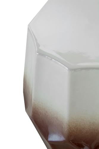 Tabouret table d'appoint en céramique marron et blanc finition artisanale