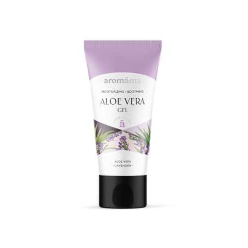 Aromama Gel calmante de aloe vera con lavanda – Crema hidratante natural para cara, cuerpo, cabello y manos – Cuidado de la piel aromaterapia hidratante para piel seca – 100 ml