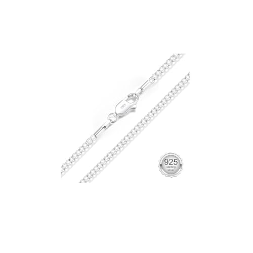 Esrael Kette Silber 925 Damen 1.5mm Silberkette Damen 925 Halskette Frauen Curb Kette Silber Schmuck Geschenke für Frauen 18 Zoll