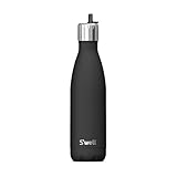 S'well Stainless Steel Water Bottle with Flip Straw Cap, 17oz, Onyx, Triple Layered Vacuum Insulated Containers Keeps Drinks Cold for 36 Hours and Hot for 10, BPA Free, Perfect for On the Go