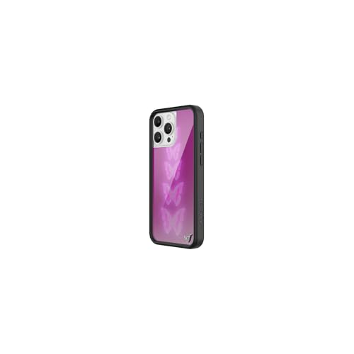 Image of Wildflower Cases - Compatible with iPhone 16 Pro Max | Protective Black Bumper, 6.5ft Drop Test Certified, Women Owned Small Business | Magenta Purple White Dainty Cute Trendy | Neon Butterfly