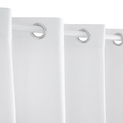 GAMUSI Tenda da soggiorno in lino traslucida con occhielli, tenda per decorazione salone, 150 x 270 cm, colore bianco, 1 foglio