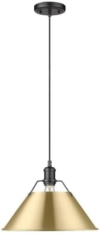 Golden Lighting Orwell 1-Light Pendant in Matte Black with Brushed Champagne Bronze