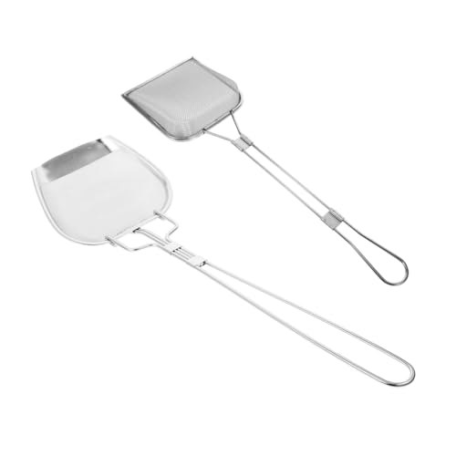LEDMOMO 2個 ステンレス製四角形油渣フィルターお玉 細かいメッシュで油す取り効率的 家 飲食店 フライドチキン店向け 揚げ物調理用グリー