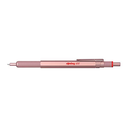 Rotring 600 Metallic Ballpoint Pen Medium Point Black Ink Rose Gold Barrel with Non-Slip Knurled Grip Refillable 1 Count