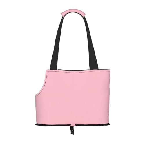 Solid Color Pink Pet Tote Bag - Waterproof and Wear-Resistant Portable Shoulder Bag for Small Dogs and Puppies