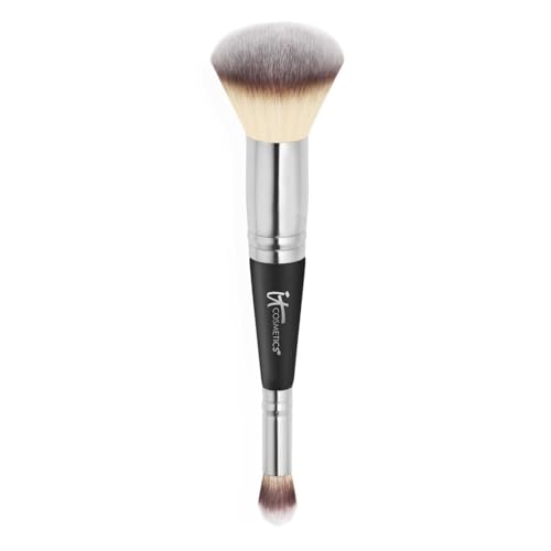 IT Cosmetics Heavenly Luxe Complexion Perfection Foundation Make Up Brush #7, Double-Ended Makeup Brush & Multi-Use for Seamless Foundation & Concealer Application