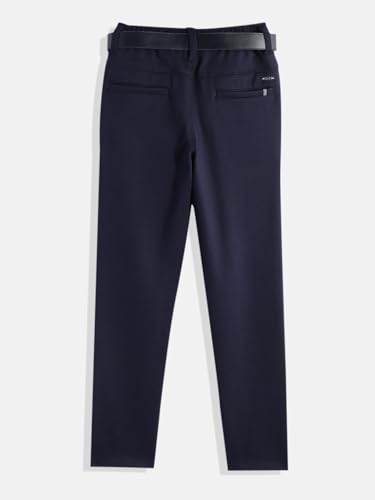 Image of CAVIO Boys Stretchable Solid Regular Fit Trousers with Belt